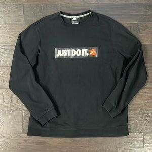 Nike Men's Black Crewneck Sweater with Logo